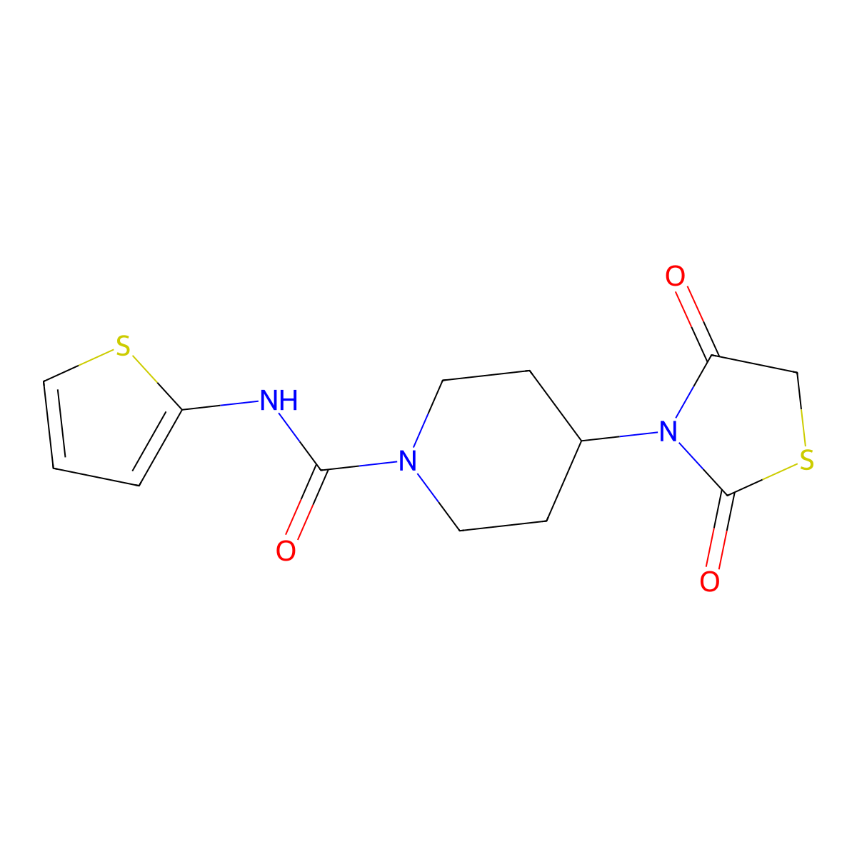 4-(2,4-dioxothiazolidin-3-yl)-N-(thiophen-2-yl)piperidine-1-carboxamide molecular structure, CAS 2320682-04-8
