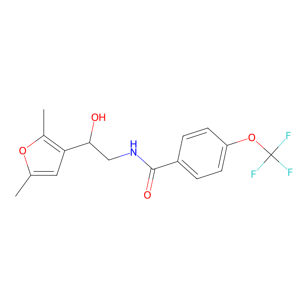 N-[2-(2,5-dimethylfuran-3-yl)-2-hydroxyethyl]-4-(trifluoromethoxy)benzamide molecular structure, CAS 2320682-18-4