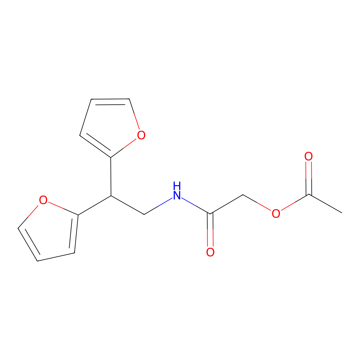 2-((2,2-Di(furan-2-yl)ethyl)amino)-2-oxoethyl acetate molecular structure, CAS 2320682-59-3