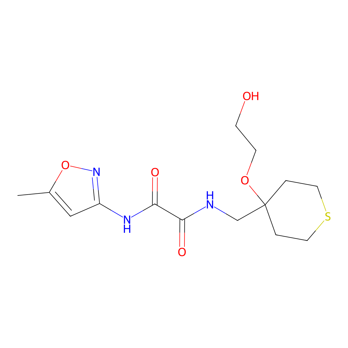 N1-((4-(2-hydroxyethoxy)tetrahydro-2H-thiopyran-4-yl)methyl)-N2-(5-methylisoxazol-3-yl)oxalamide molecular structure, CAS 2320682-93-5