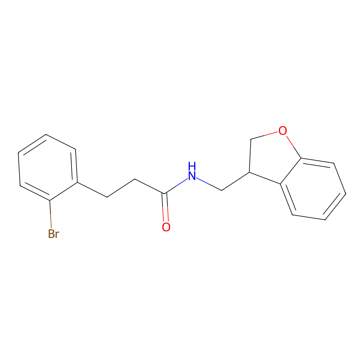 3-(2-bromophenyl)-N-[(2,3-dihydro-1-benzofuran-3-yl)methyl]propanamide molecular structure, CAS 2320683-00-7