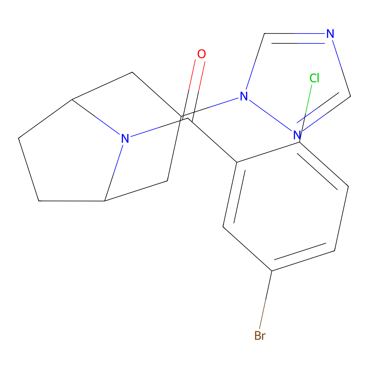 8-(5-bromo-2-chlorobenzoyl)-3-(1H-1,2,4-triazol-1-yl)-8-azabicyclo[3.2.1]octane molecular structure, CAS 2320683-06-3