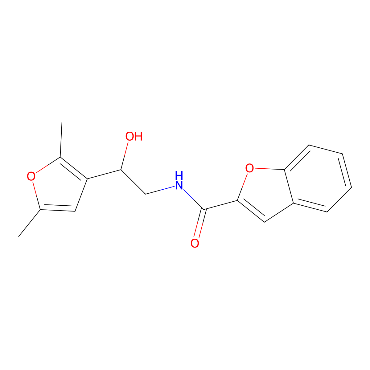 N-[2-(2,5-dimethylfuran-3-yl)-2-hydroxyethyl]-1-benzofuran-2-carboxamide molecular structure, CAS 2320683-32-5