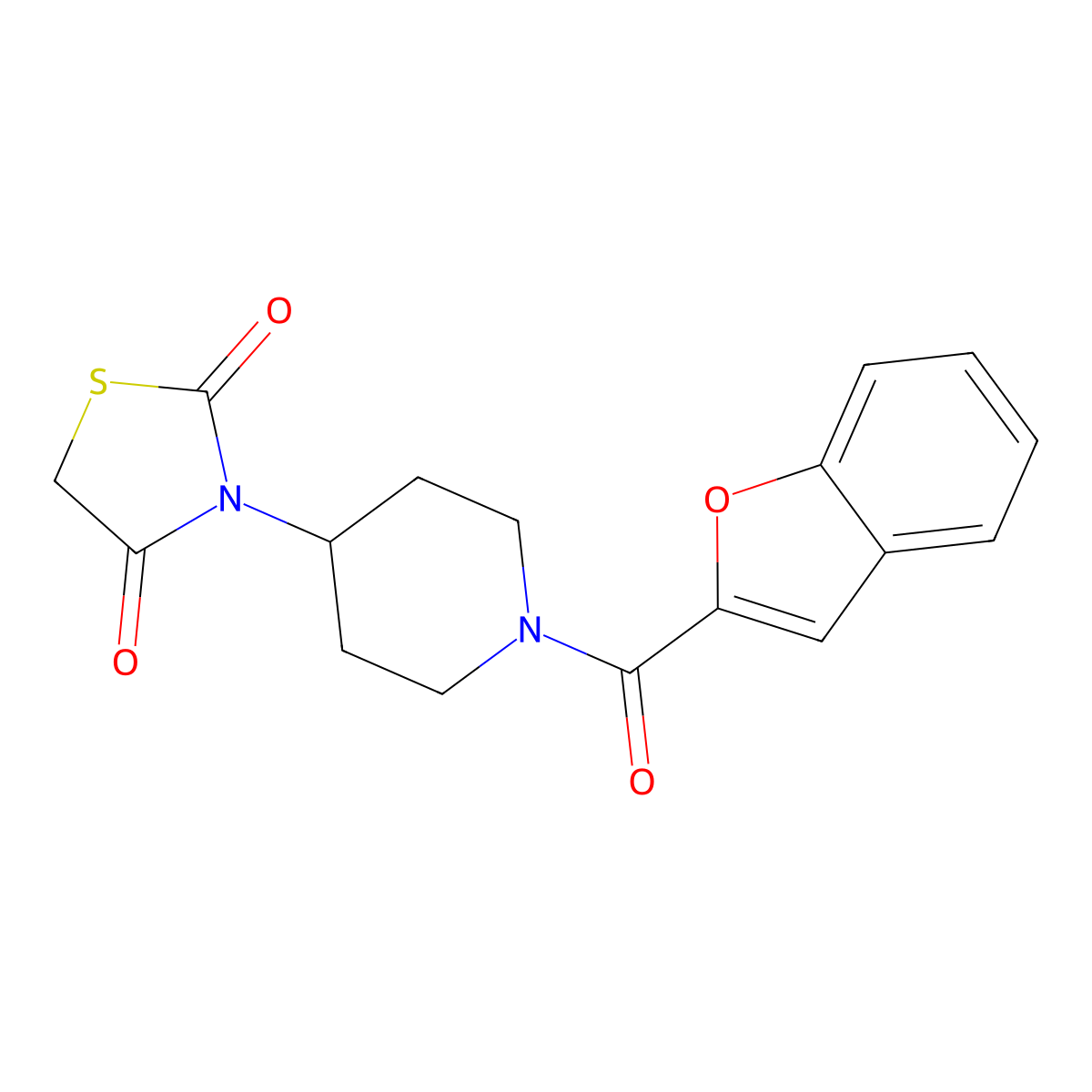 3-[1-(1-Benzofuran-2-carbonyl)piperidin-4-yl]-1,3-thiazolidine-2,4-dione molecular structure, CAS 2320683-57-4