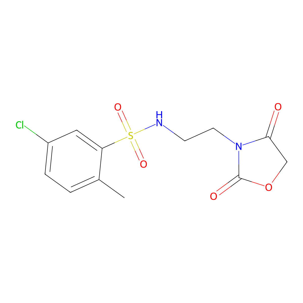 5-chloro-N-(2-(2,4-dioxooxazolidin-3-yl)ethyl)-2-methylbenzenesulfonamide molecular structure, CAS 2320683-78-9