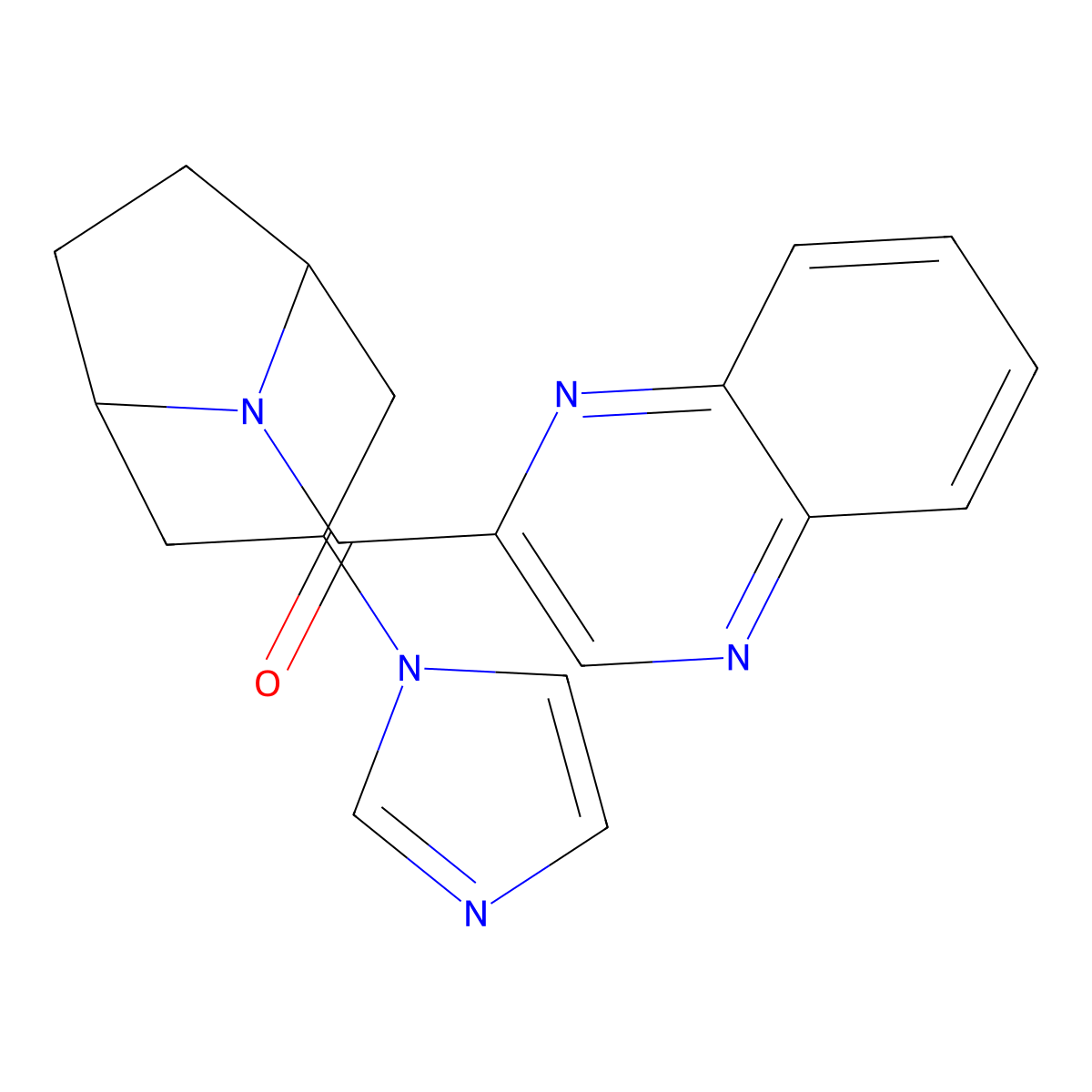 2-[3-(1H-imidazol-1-yl)-8-azabicyclo[3.2.1]octane-8-carbonyl]quinoxaline molecular structure, CAS 2320683-98-3