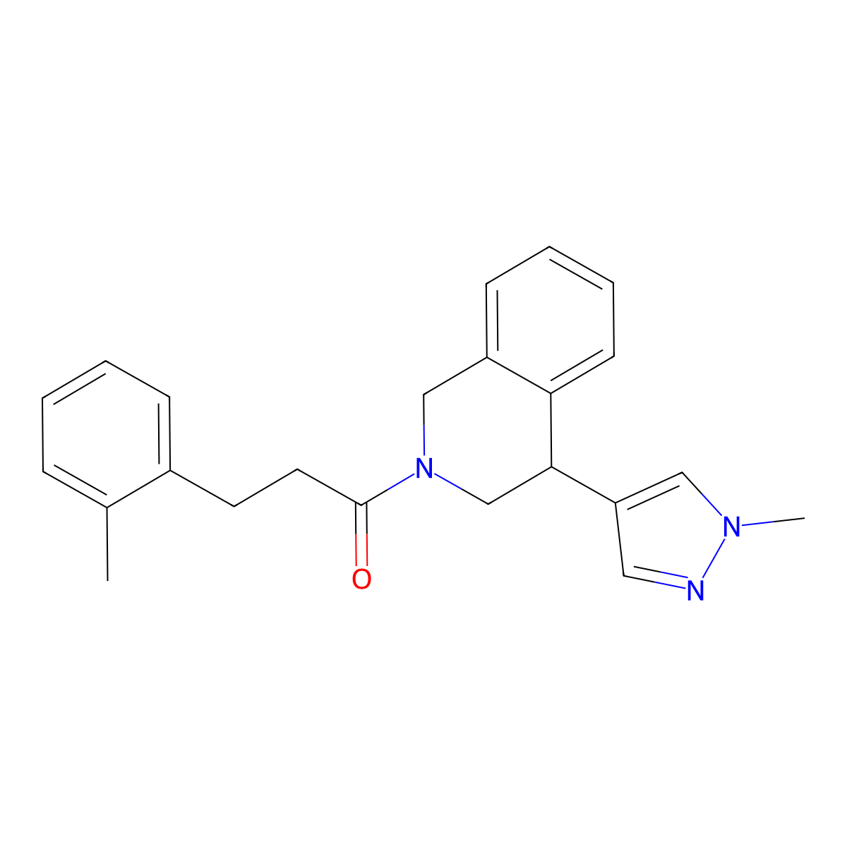 1-(4-(1-methyl-1H-pyrazol-4-yl)-3,4-dihydroisoquinolin-2(1H)-yl)-3-(o-tolyl)propan-1-one molecular structure, CAS 2320684-14-6