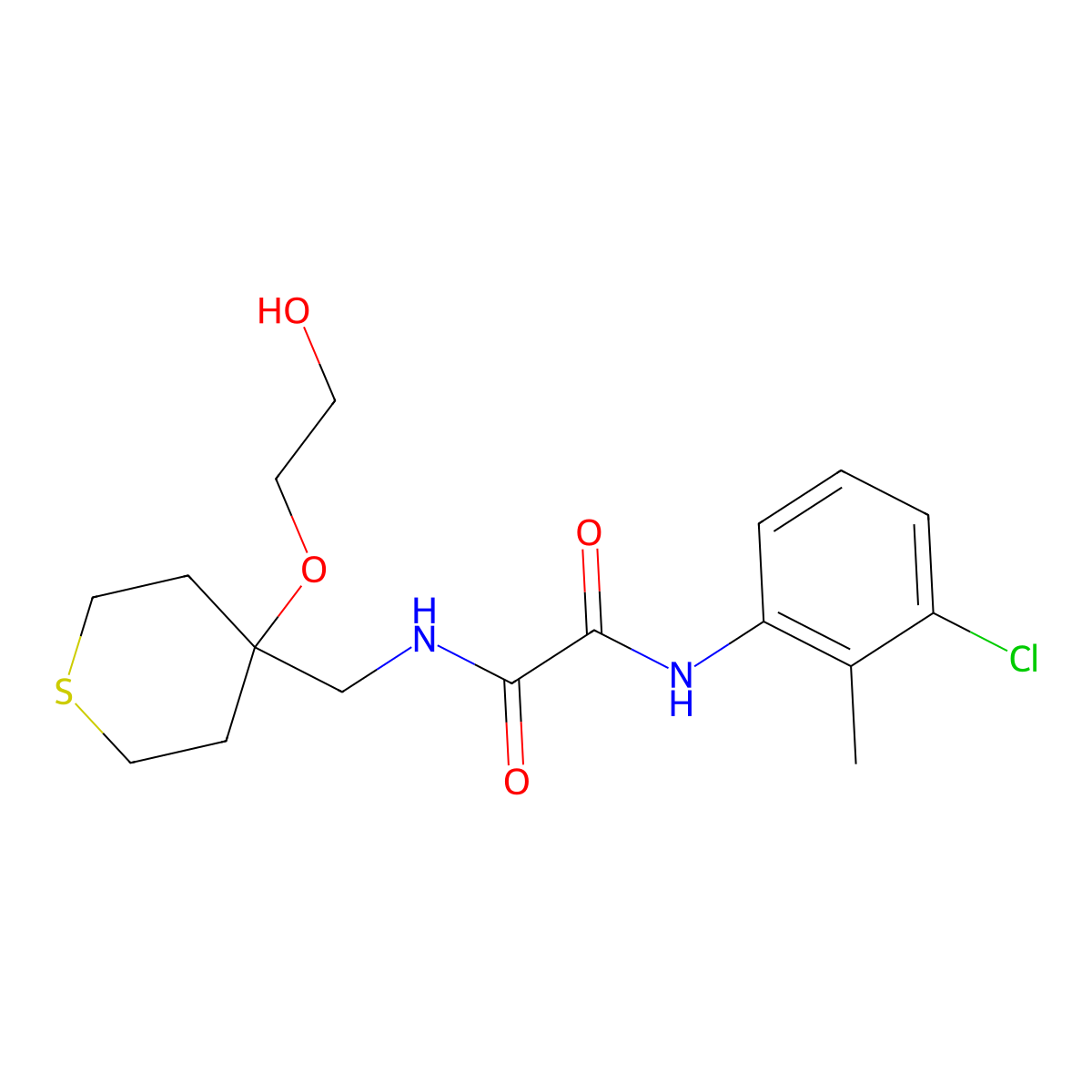 N-(3-chloro-2-methylphenyl)-N'-{[4-(2-hydroxyethoxy)thian-4-yl]methyl}ethanediamide molecular structure, CAS 2320684-17-9