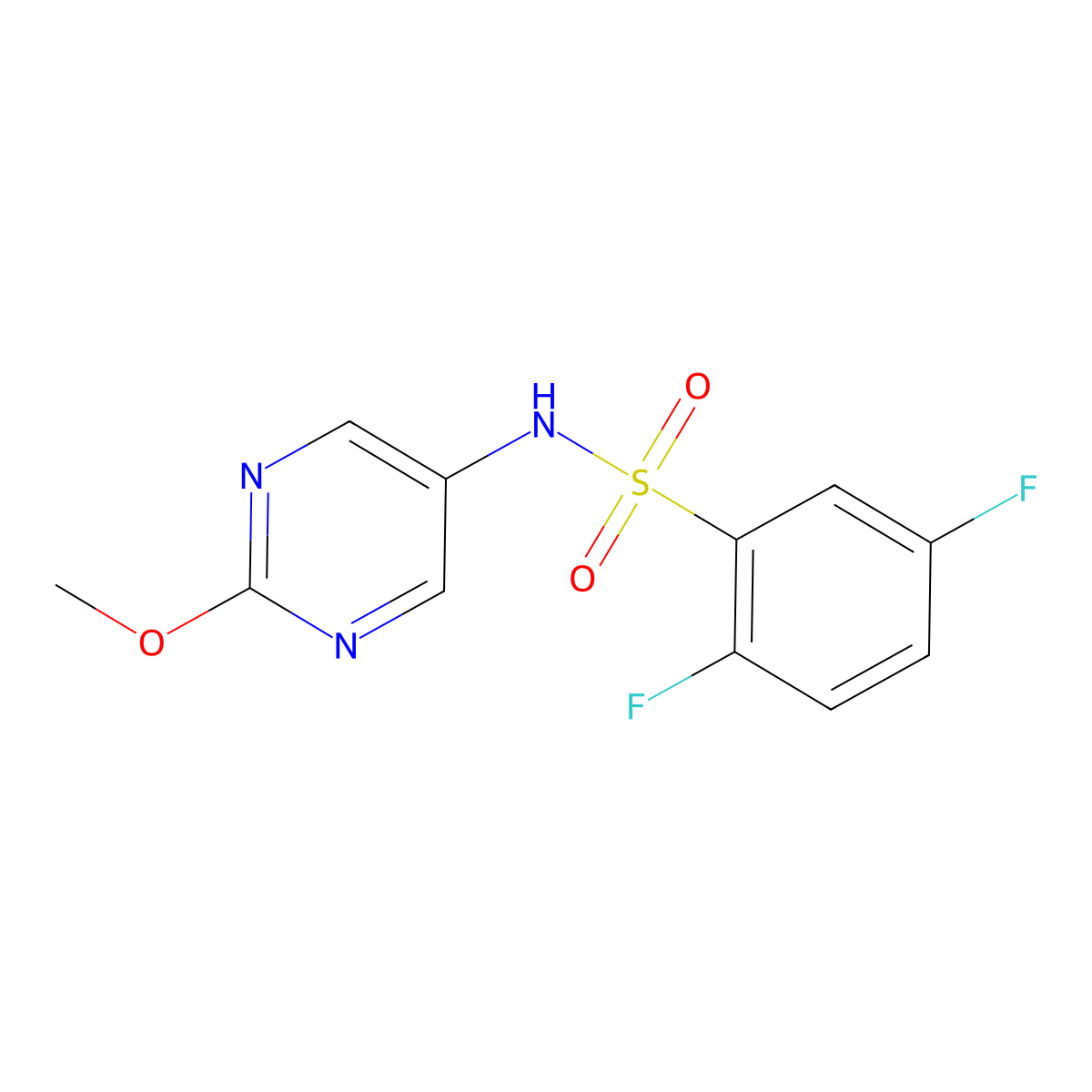 2,5-difluoro-N-(2-methoxypyrimidin-5-yl)benzenesulfonamide molecular structure, CAS 2320684-21-5