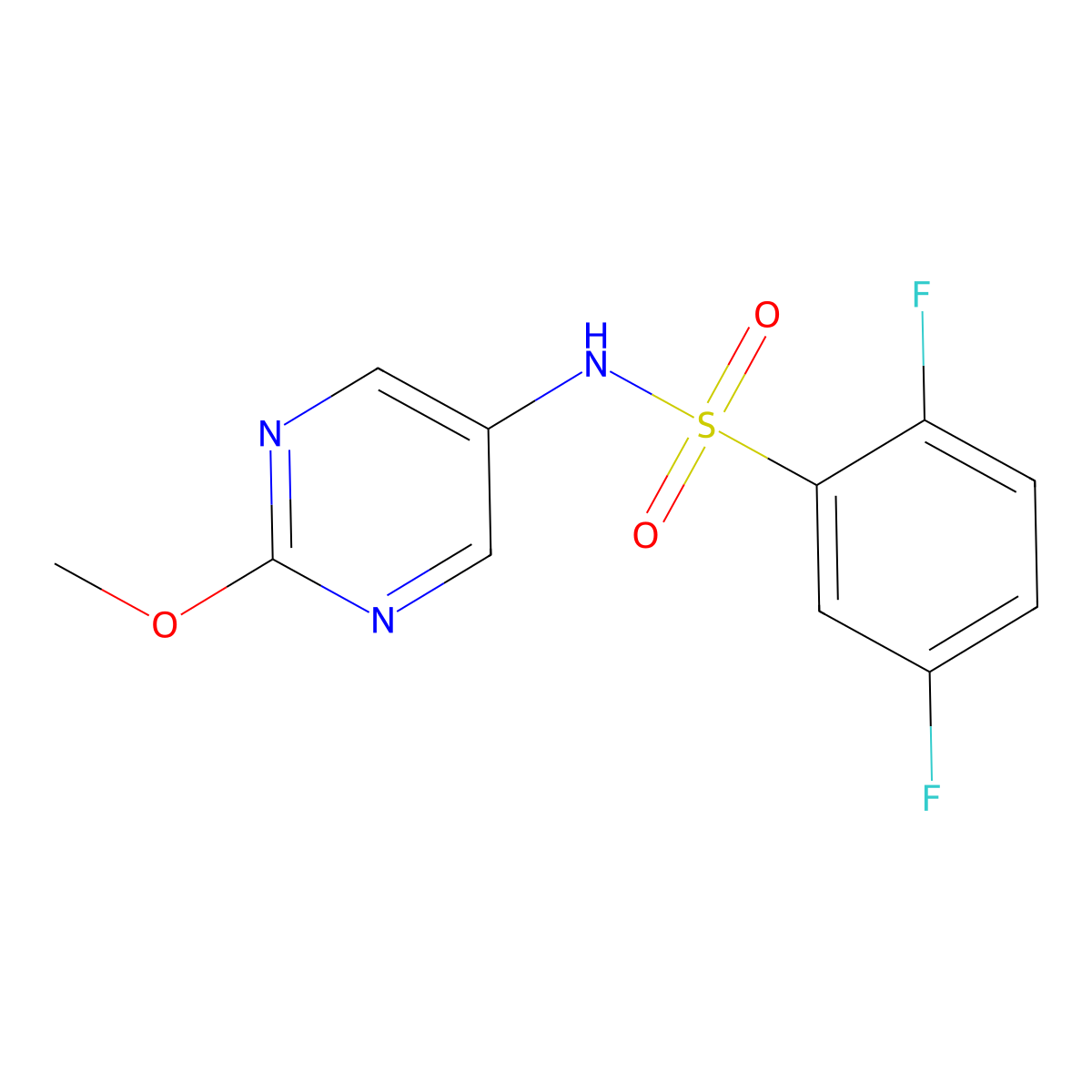 2,5-difluoro-N-(2-methoxypyrimidin-5-yl)benzenesulfonamide molecular structure, CAS 2320684-21-5