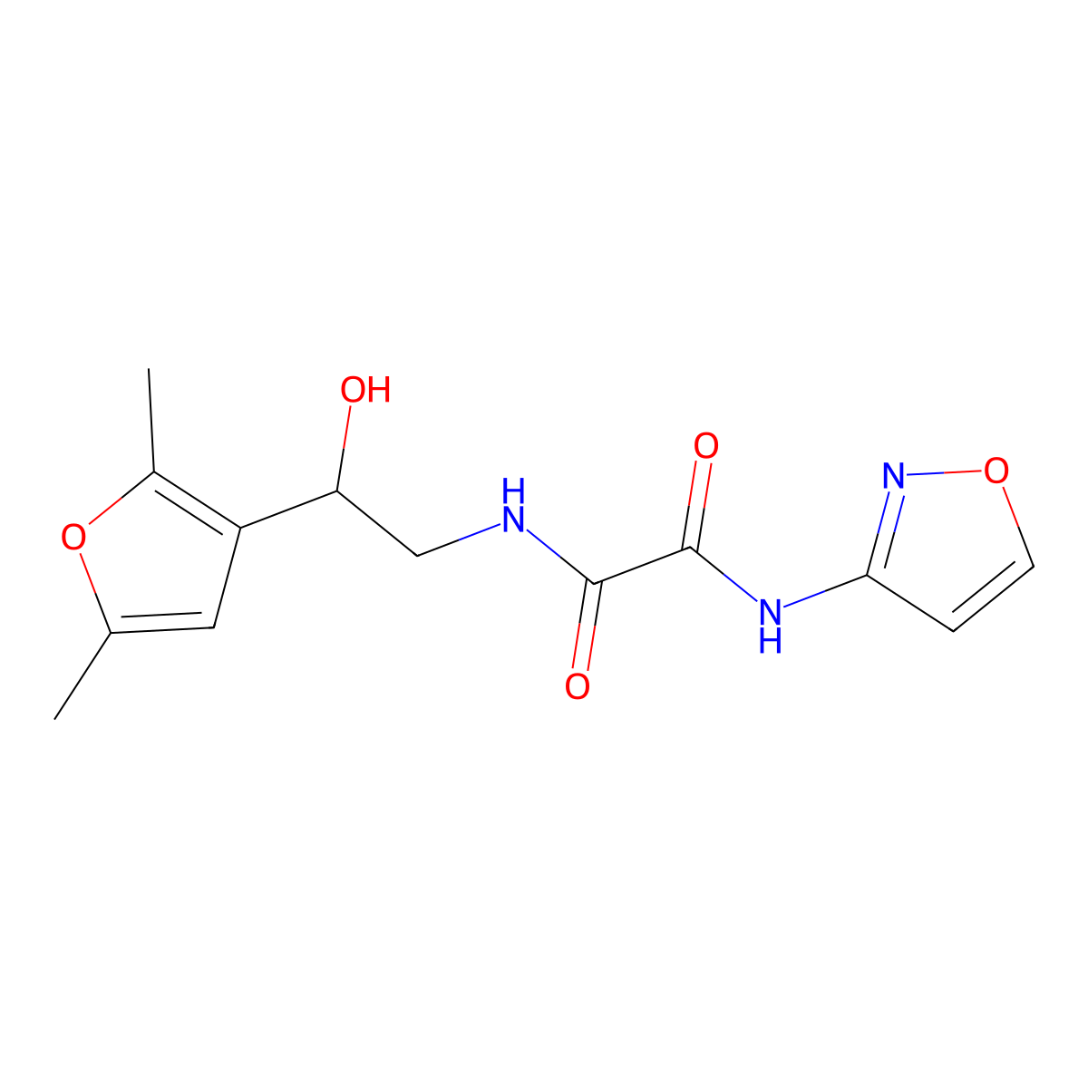 N1-(2-(2,5-dimethylfuran-3-yl)-2-hydroxyethyl)-N2-(isoxazol-3-yl)oxalamide molecular structure, CAS 2320684-35-1