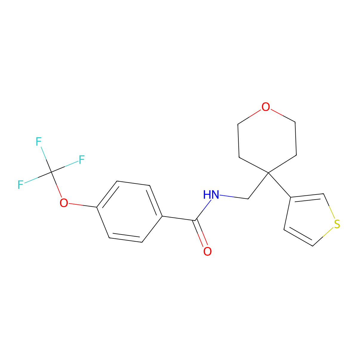N-{[4-(thiophen-3-yl)oxan-4-yl]methyl}-4-(trifluoromethoxy)benzamide molecular structure, CAS 2320684-41-9