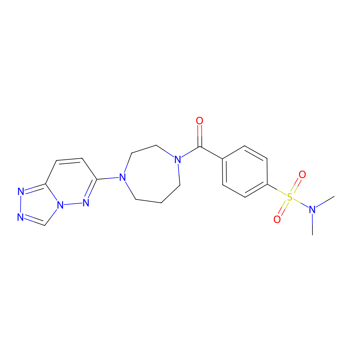 4-(4-([1,2,4]triazolo[4,3-b]pyridazin-6-yl)-1,4-diazepane-1-carbonyl)-N,N-dimethylbenzenesulfonamide molecular structure, CAS 2320684-48-6