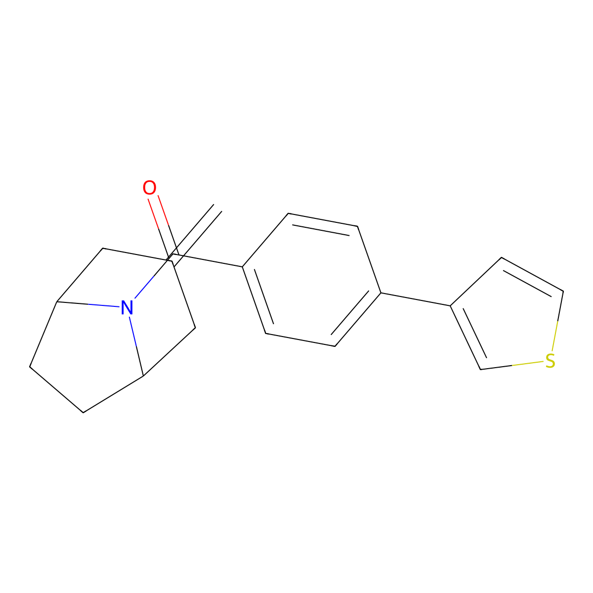 3-Methylidene-8-[4-(thiophen-3-yl)benzoyl]-8-azabicyclo[3.2.1]octane molecular structure, CAS 2320684-53-3
