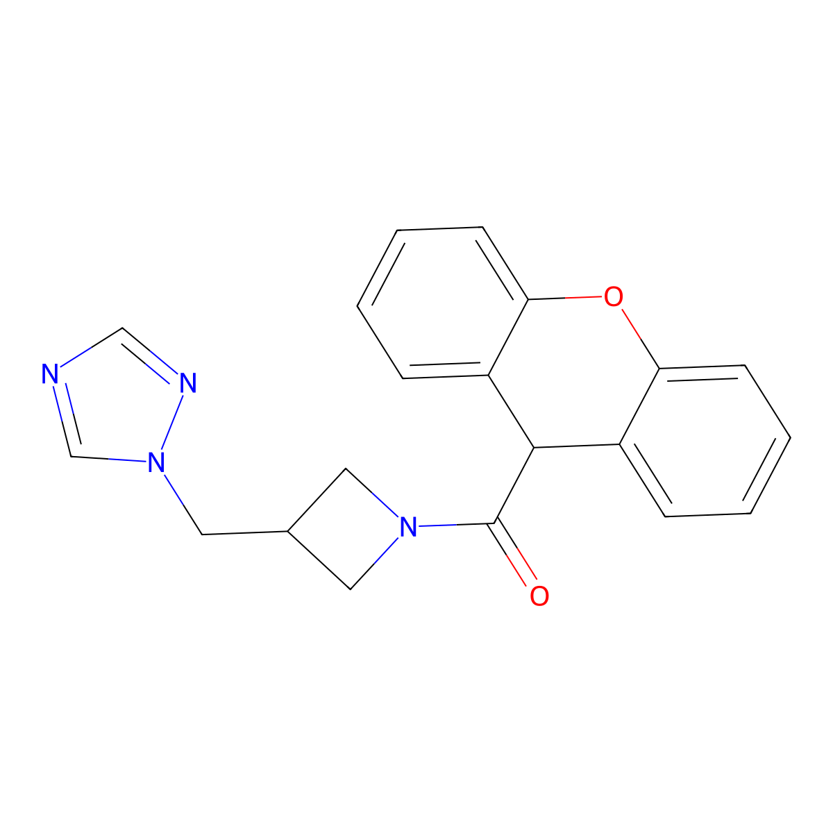 1-{[1-(9H-xanthene-9-carbonyl)azetidin-3-yl]methyl}-1H-1,2,4-triazole molecular structure, CAS 2320684-67-9