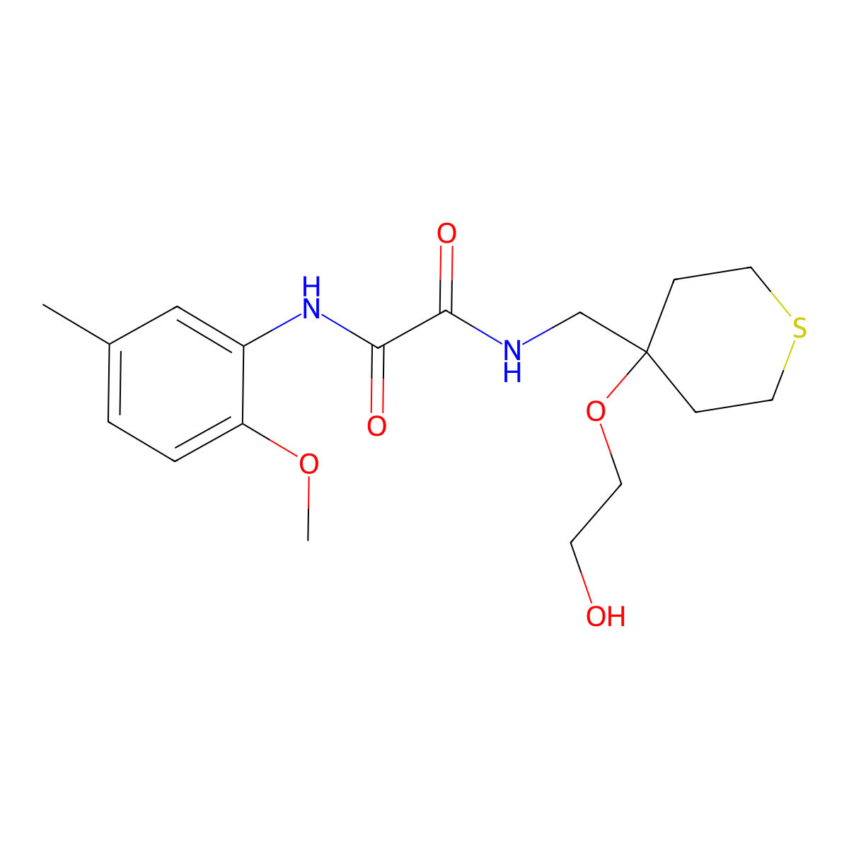 N'-{[4-(2-hydroxyethoxy)thian-4-yl]methyl}-N-(2-methoxy-5-methylphenyl)ethanediamide molecular structure, CAS 2320684-92-0