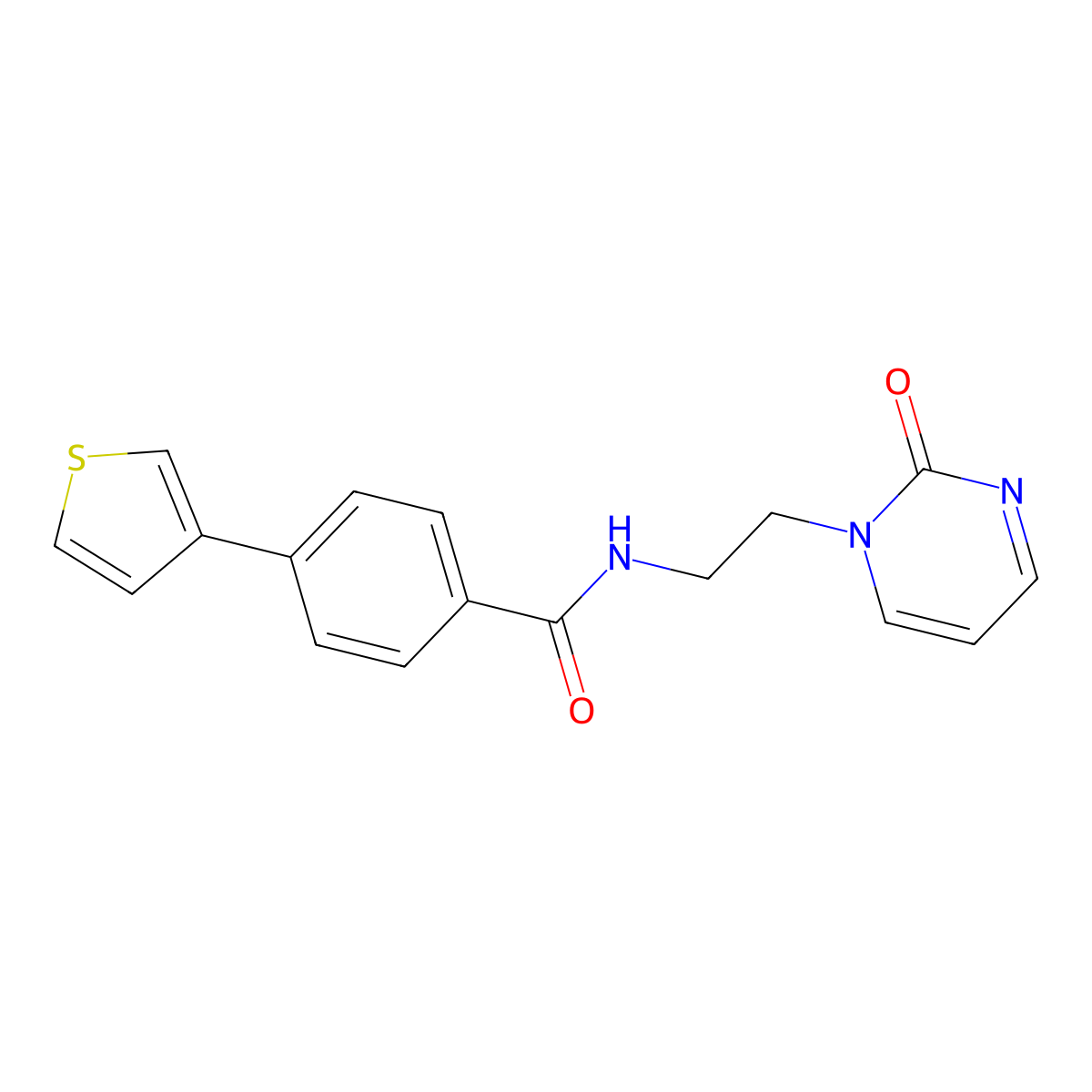 N-(2-(2-oxopyrimidin-1(2H)-yl)ethyl)-4-(thiophen-3-yl)benzamide molecular structure, CAS 2320684-96-4