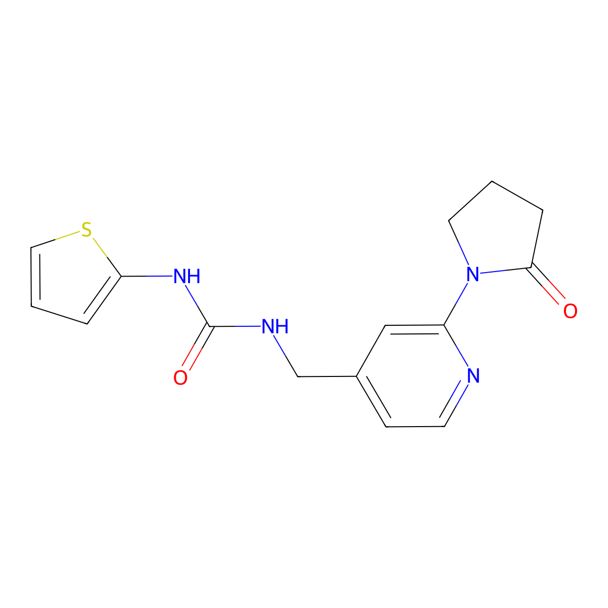 1-((2-(2-Oxopyrrolidin-1-yl)pyridin-4-yl)methyl)-3-(thiophen-2-yl)urea molecular structure, CAS 2320685-01-4