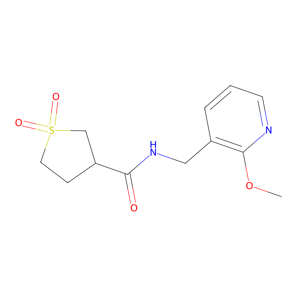 N-((2-methoxypyridin-3-yl)methyl)tetrahydrothiophene-3-carboxamide 1,1-dioxide molecular structure, CAS 2320685-10-5