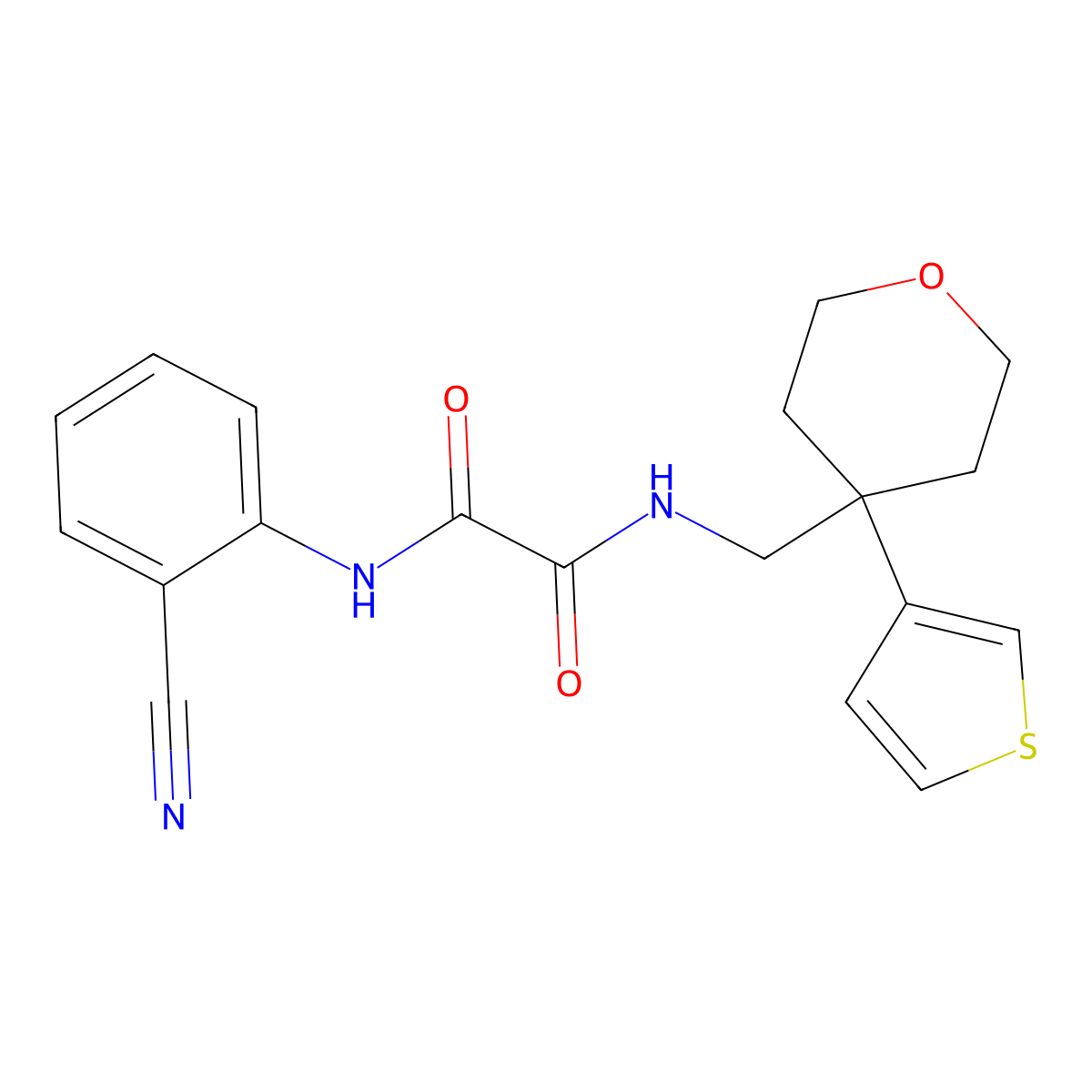 N'-(2-cyanophenyl)-N-{[4-(thiophen-3-yl)oxan-4-yl]methyl}ethanediamide molecular structure, CAS 2320685-19-4