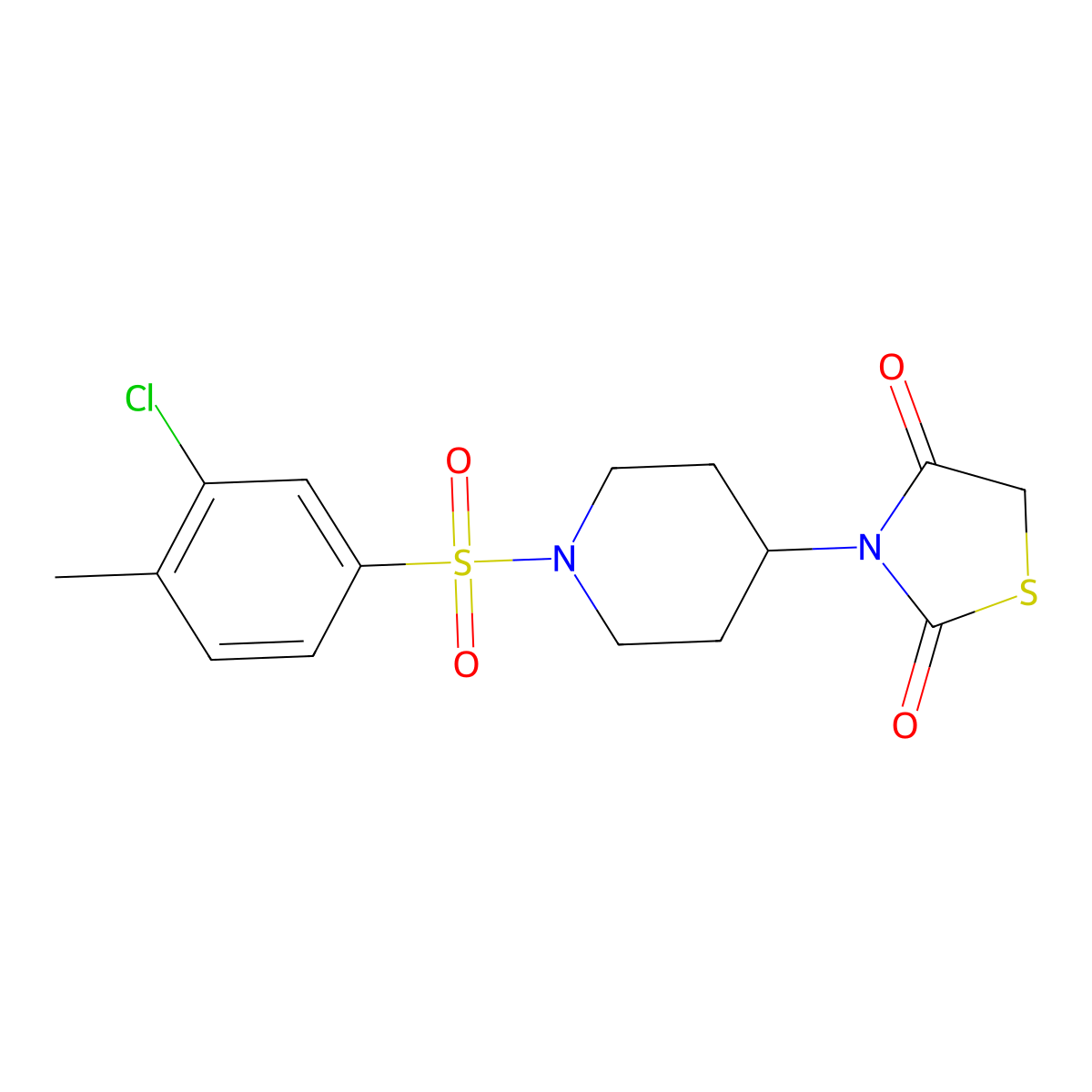 3-(1-((3-Chloro-4-methylphenyl)sulfonyl)piperidin-4-yl)thiazolidine-2,4-dione molecular structure, CAS 2320685-30-9