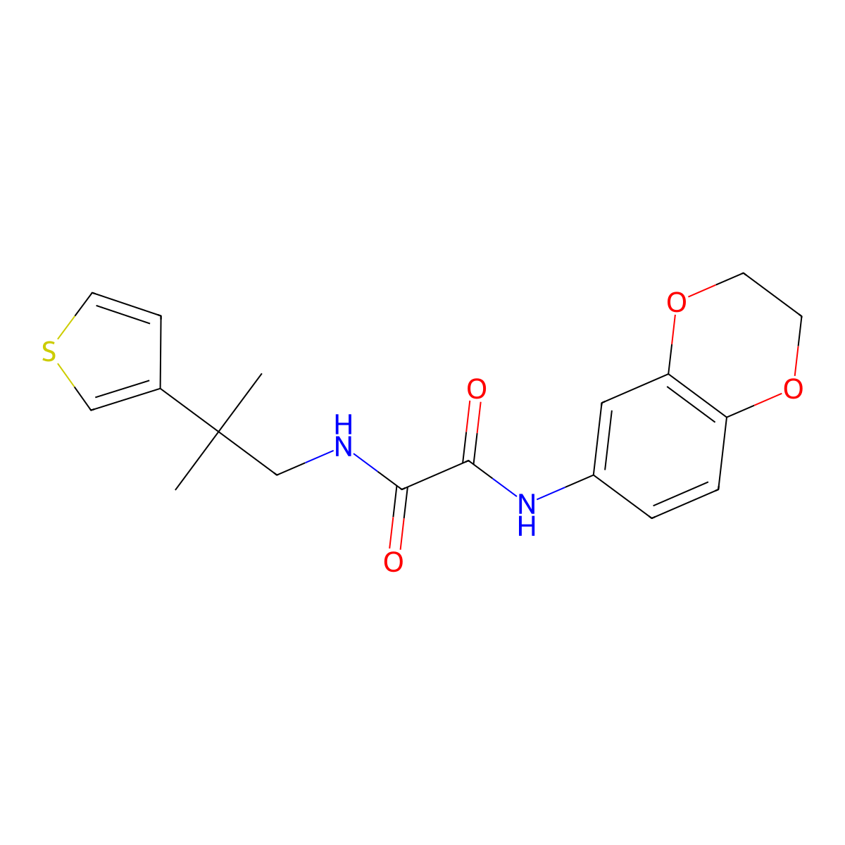 N'-(2,3-dihydro-1,4-benzodioxin-6-yl)-N-[2-methyl-2-(thiophen-3-yl)propyl]ethanediamide molecular structure, CAS 2320685-35-4