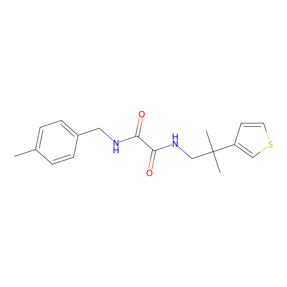 N1-(2-methyl-2-(thiophen-3-yl)propyl)-N2-(4-methylbenzyl)oxalamide molecular structure, CAS 2320686-12-0