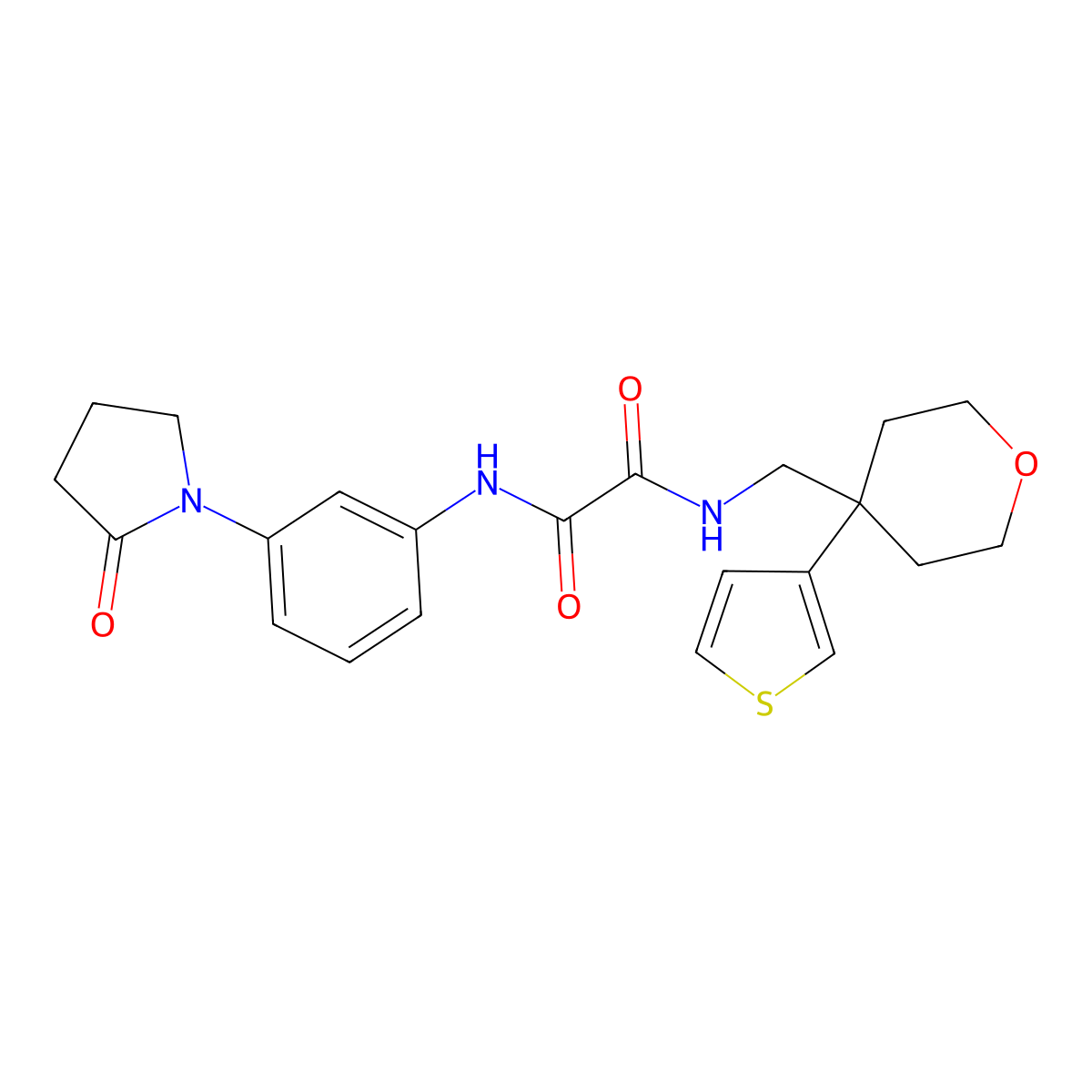 N-[3-(2-oxopyrrolidin-1-yl)phenyl]-N'-{[4-(thiophen-3-yl)oxan-4-yl]methyl}ethanediamide molecular structure, CAS 2320686-34-6