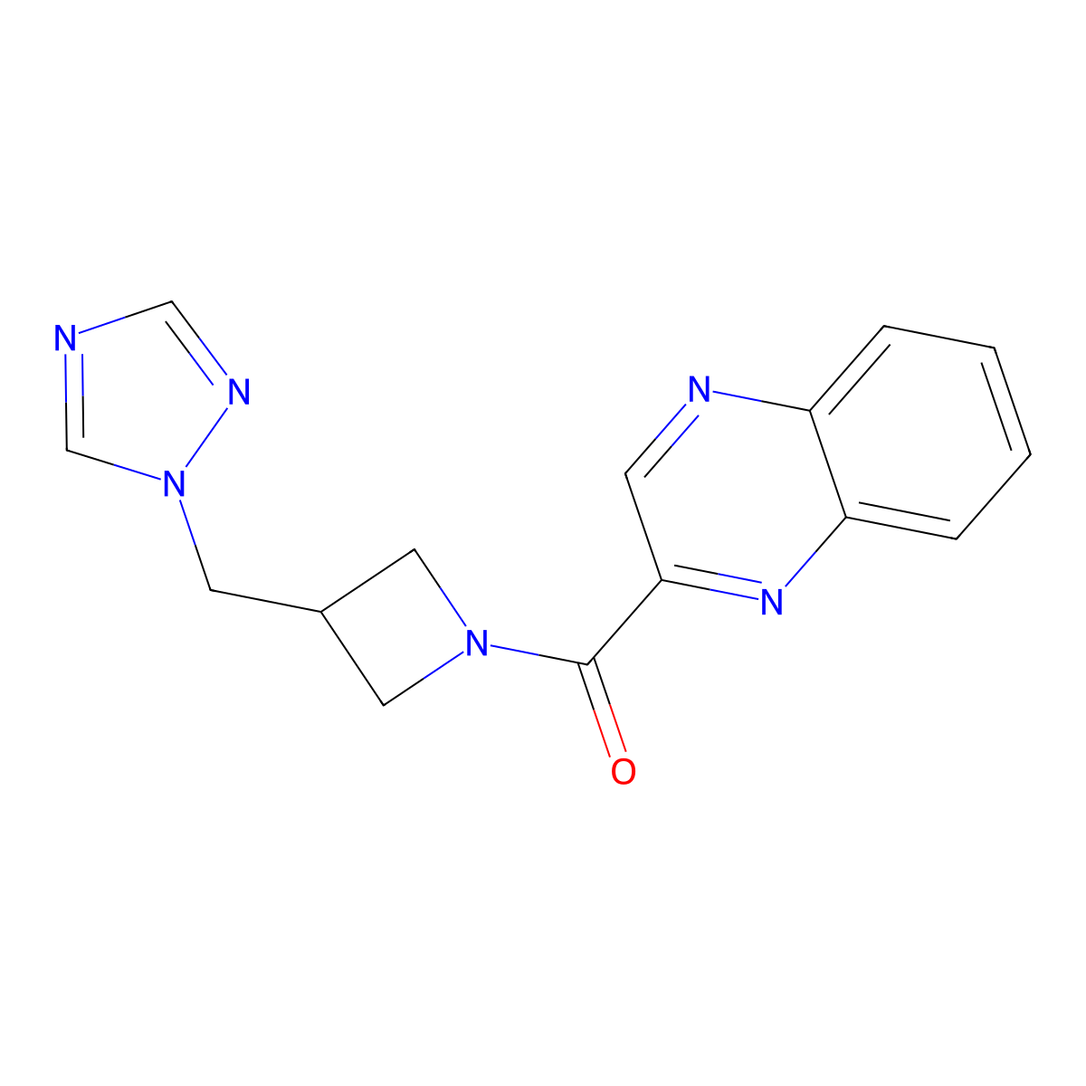 2-{3-[(1H-1,2,4-triazol-1-yl)methyl]azetidine-1-carbonyl}quinoxaline molecular structure, CAS 2320686-61-9
