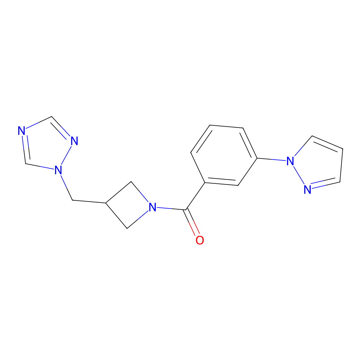 1-({1-[3-(1H-pyrazol-1-yl)benzoyl]azetidin-3-yl}methyl)-1H-1,2,4-triazole molecular structure, CAS 2320686-70-0