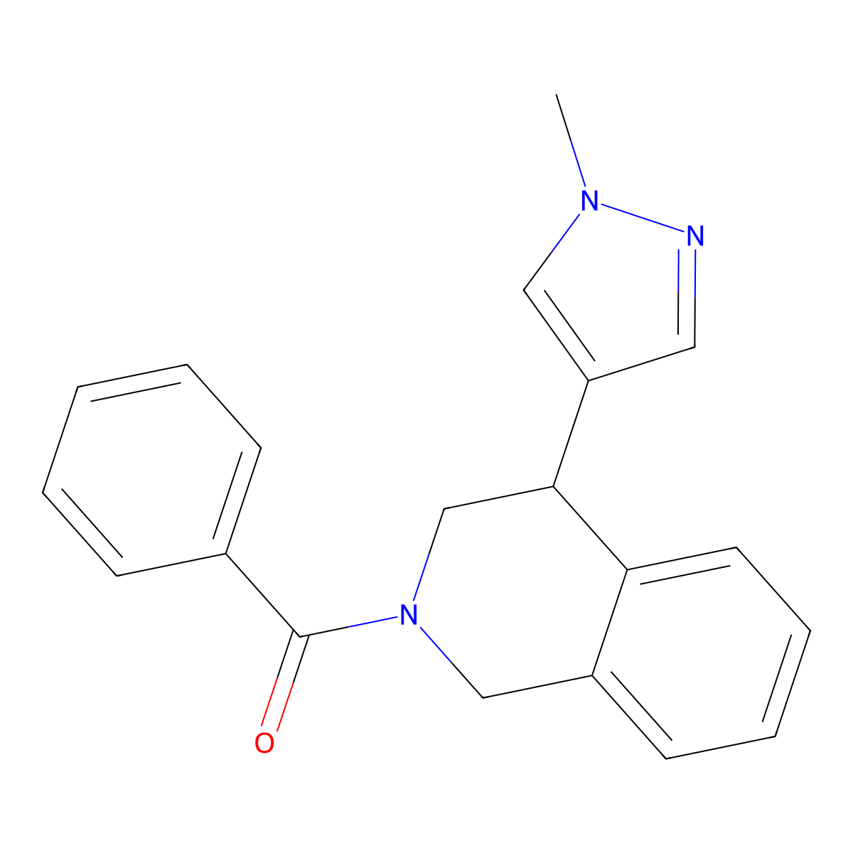 (4-(1-methyl-1H-pyrazol-4-yl)-3,4-dihydroisoquinolin-2(1H)-yl)(phenyl)methanone molecular structure, CAS 2320686-78-8