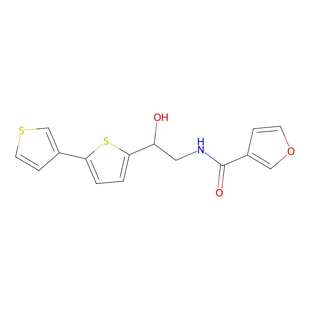 N-(2-{[2,3'-bithiophene]-5-yl}-2-hydroxyethyl)furan-3-carboxamide molecular structure, CAS 2320686-88-0