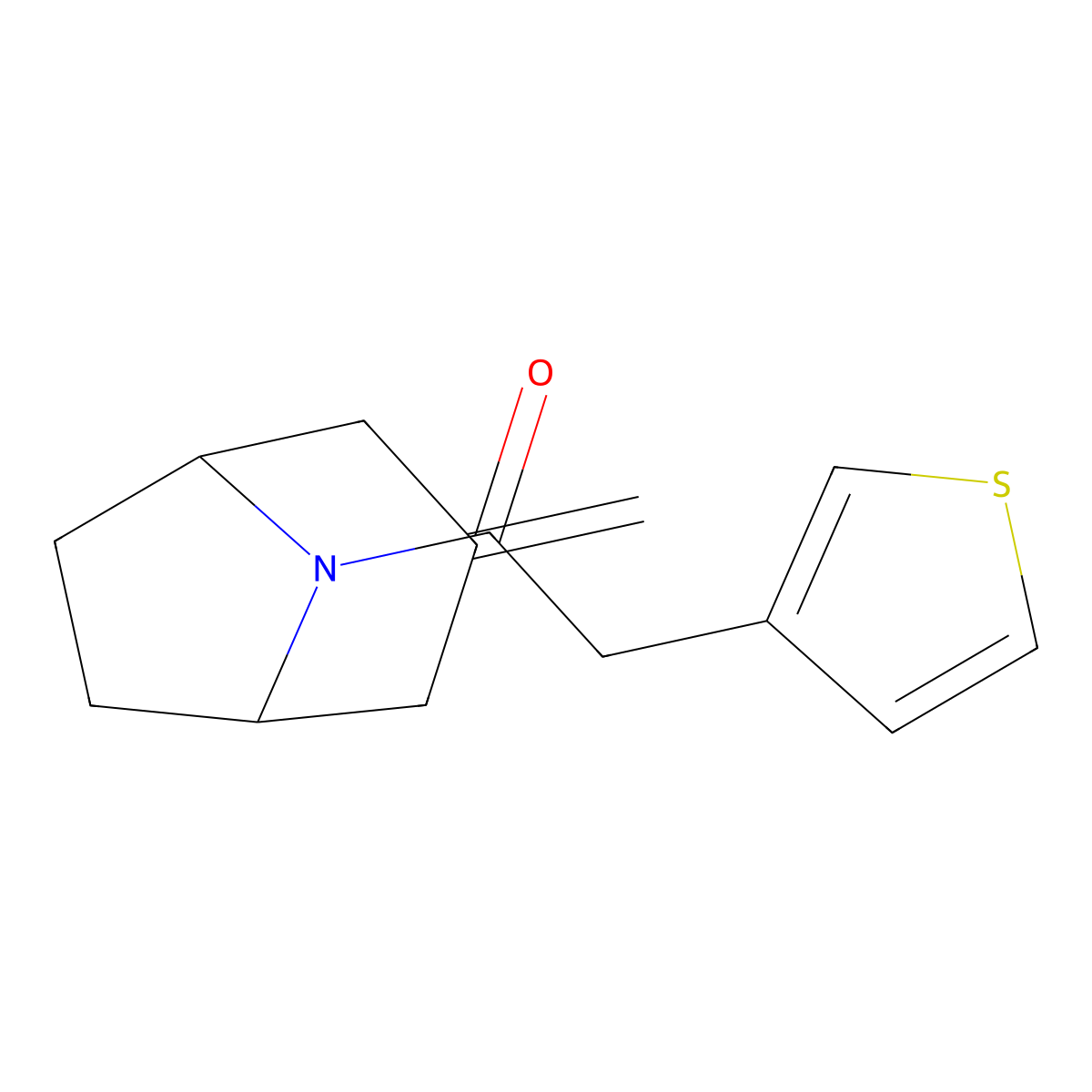 1-((1R,5S)-3-methylene-8-azabicyclo[3.2.1]octan-8-yl)-2-(thiophen-3-yl)ethan-1-one molecular structure, CAS 2320687-57-6