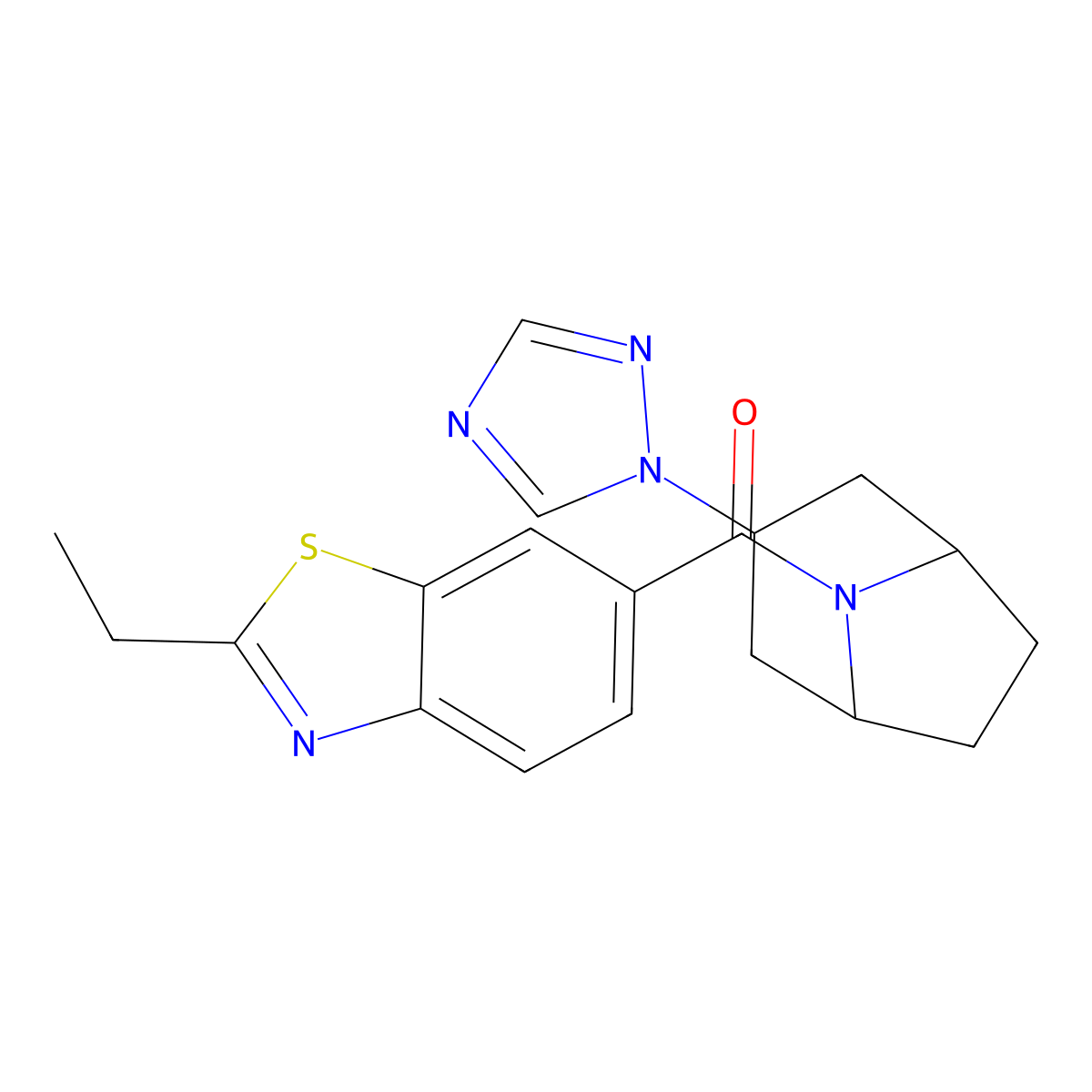 ((1R,5S)-3-(1H-1,2,4-triazol-1-yl)-8-azabicyclo[3.2.1]octan-8-yl)(2-ethylbenzo[d]thiazol-6-yl)methanone molecular structure, CAS 2320687-81-6