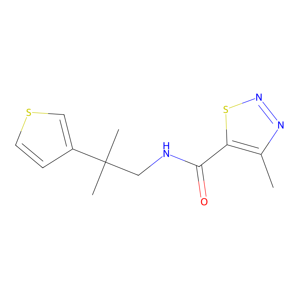 4-methyl-N-(2-methyl-2-(thiophen-3-yl)propyl)-1,2,3-thiadiazole-5-carboxamide molecular structure, CAS 2320722-11-8