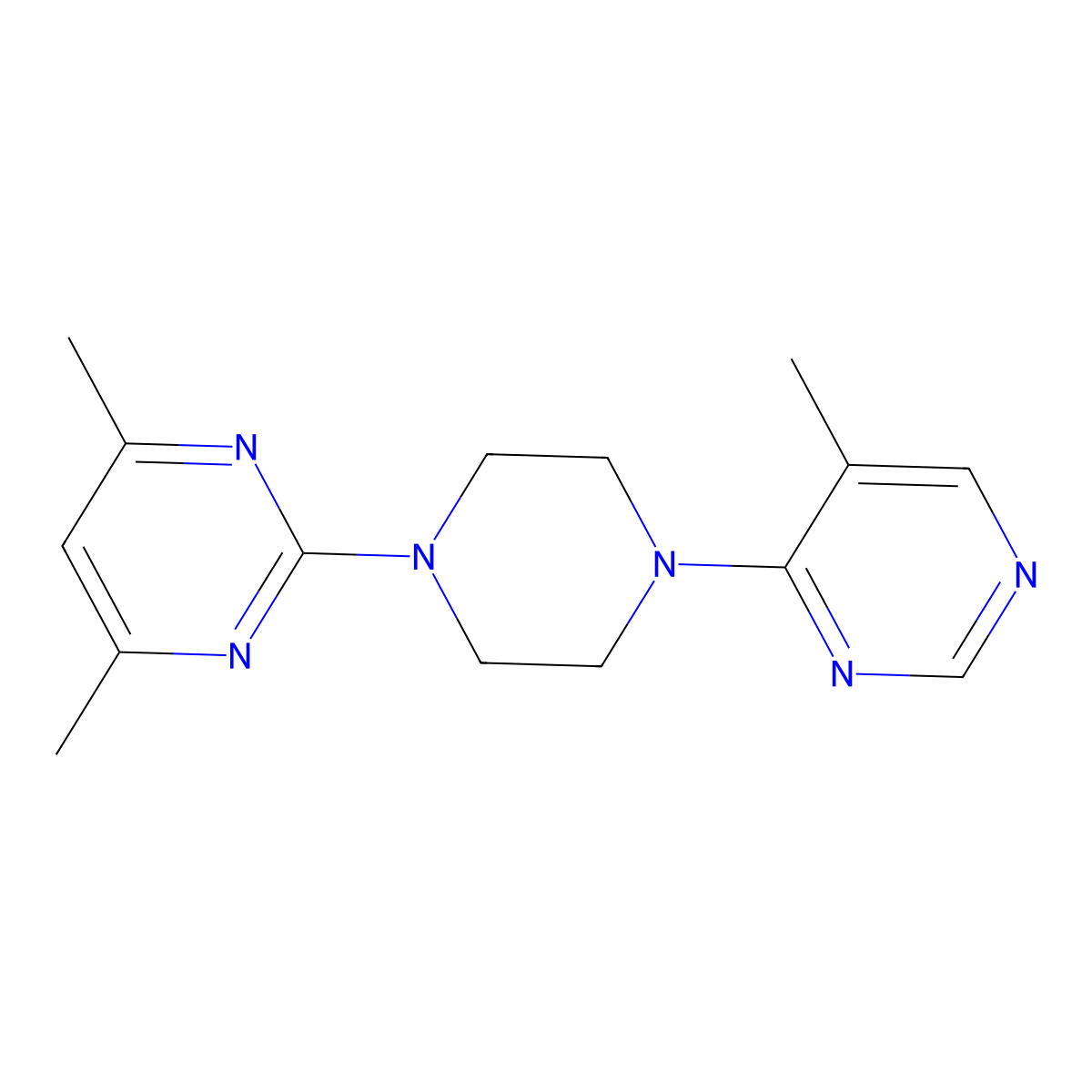 4,6-Dimethyl-2-[4-(5-methylpyrimidin-4-yl)piperazin-1-yl]pyrimidine molecular structure, CAS 2320722-28-7