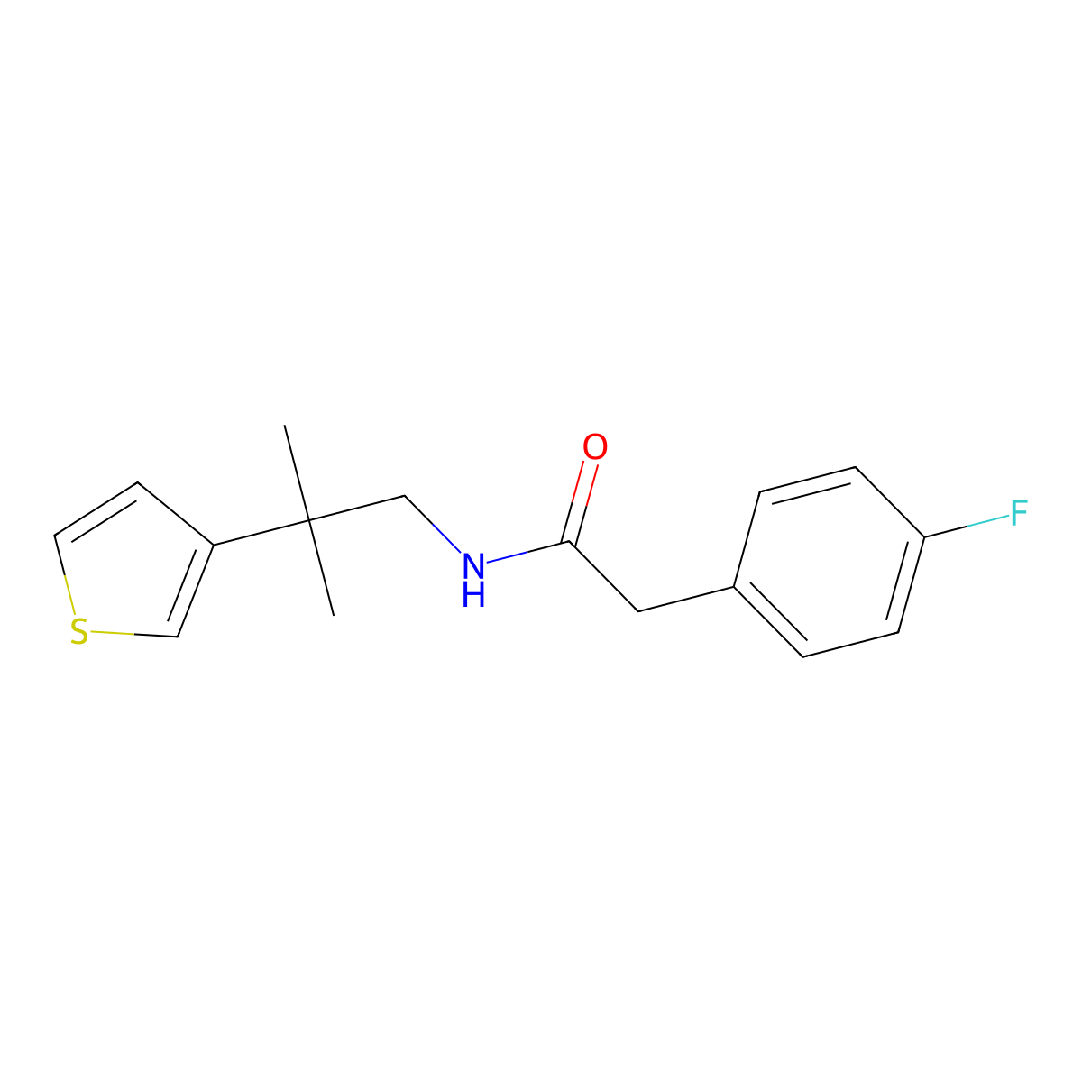 2-(4-fluorophenyl)-N-(2-methyl-2-(thiophen-3-yl)propyl)acetamide molecular structure, CAS 2320723-63-3