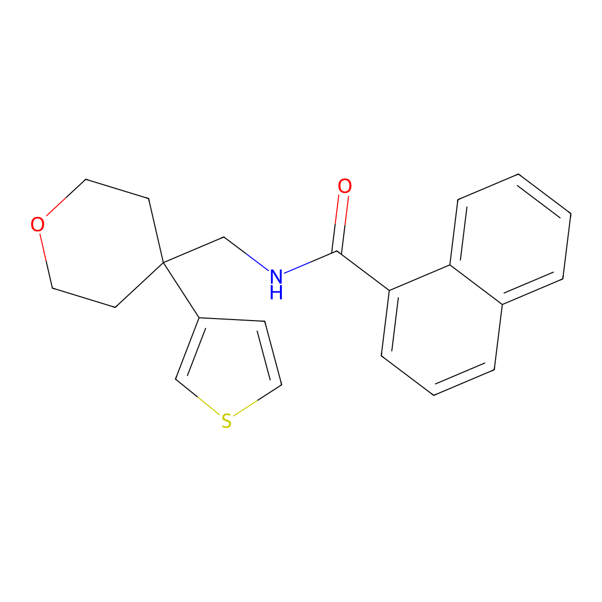 N-{[4-(thiophen-3-yl)oxan-4-yl]methyl}naphthalene-1-carboxamide molecular structure, CAS 2320724-24-9