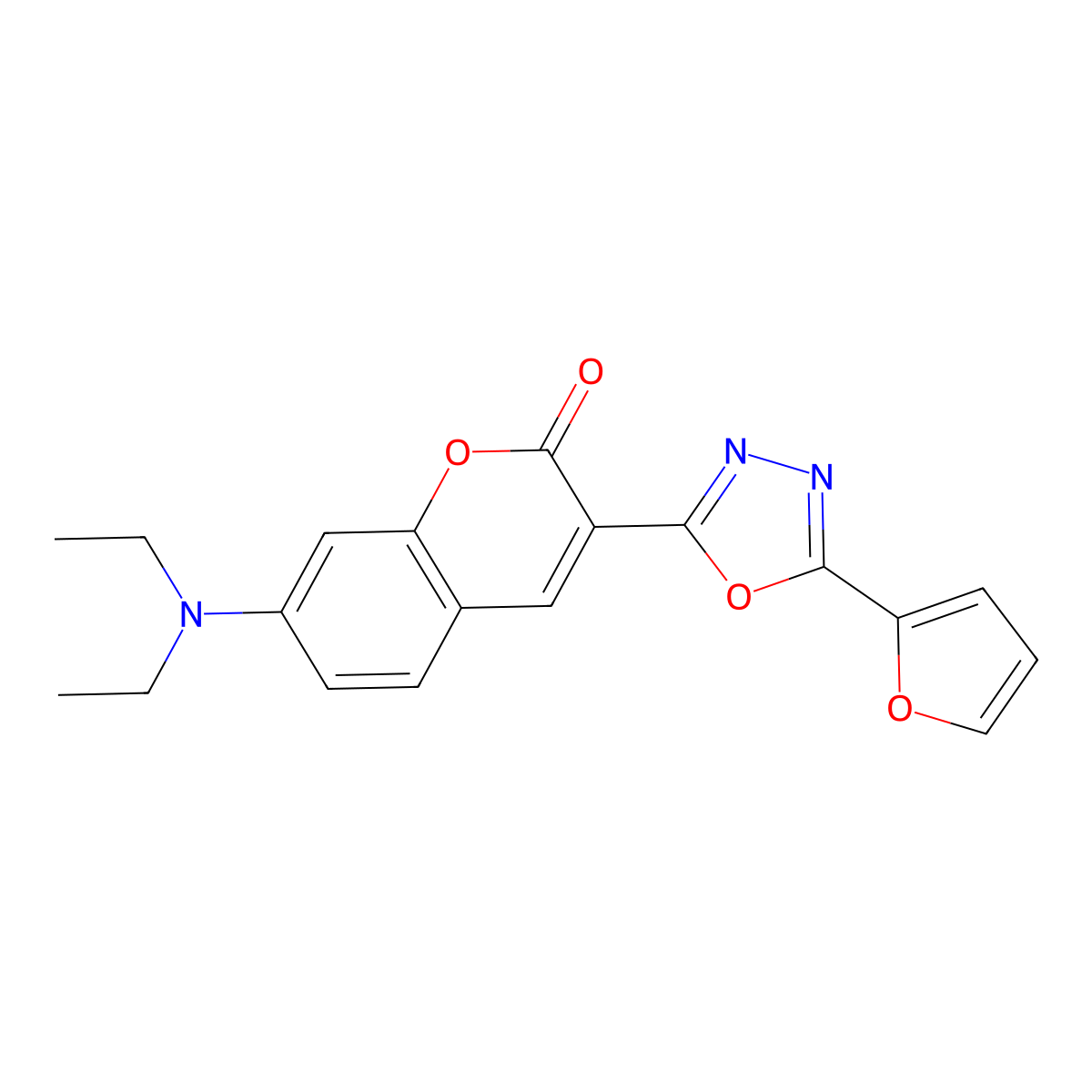 7-(diethylamino)-3-[5-(furan-2-yl)-1,3,4-oxadiazol-2-yl]-2H-chromen-2-one molecular structure, CAS 2320725-01-5