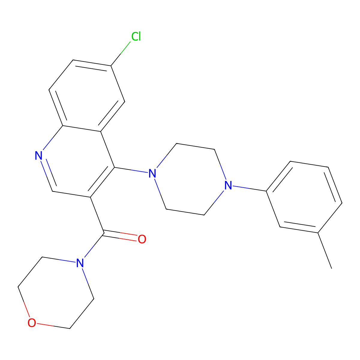 6-Chloro-4-[4-(3-methylphenyl)piperazin-1-yl]-3-(morpholine-4-carbonyl)quinoline molecular structure, CAS 2320725-47-9