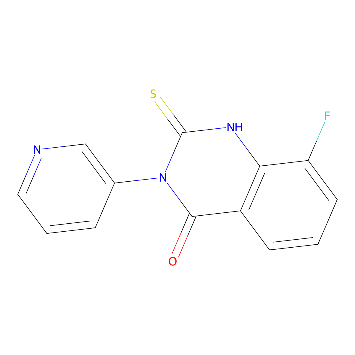 8-Fluoro-3-pyridin-3-yl-2-sulfanylidene-1H-quinazolin-4-one molecular structure, CAS 2320725-54-8