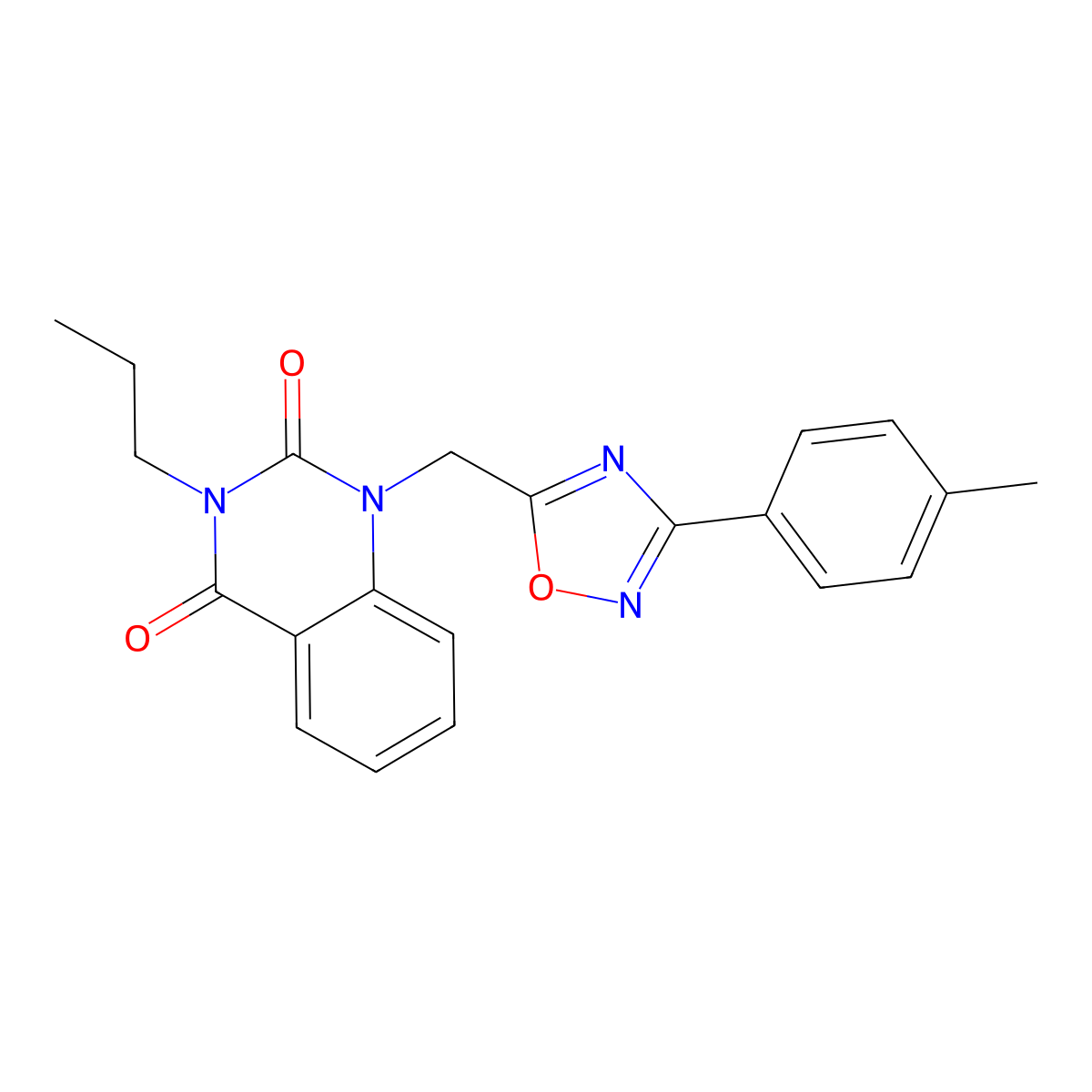 3-propyl-1-((3-(p-tolyl)-1,2,4-oxadiazol-5-yl)methyl)quinazoline-2,4(1H,3H)-dione molecular structure, CAS 2320725-82-2