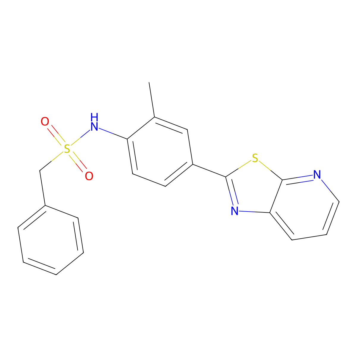 N-(2-methyl-4-(thiazolo[5,4-b]pyridin-2-yl)phenyl)-1-phenylmethanesulfonamide molecular structure, CAS 2320726-48-3