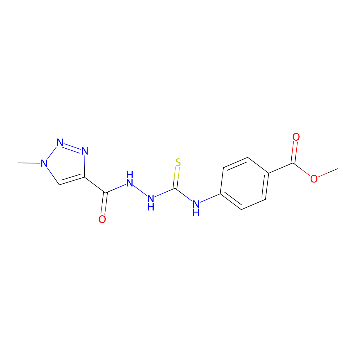 methyl 4-({[(1-methyl-1H-1,2,3-triazol-4-yl)formohydrazido]methanethioyl}amino)benzoate molecular structure, CAS 2320726-70-1