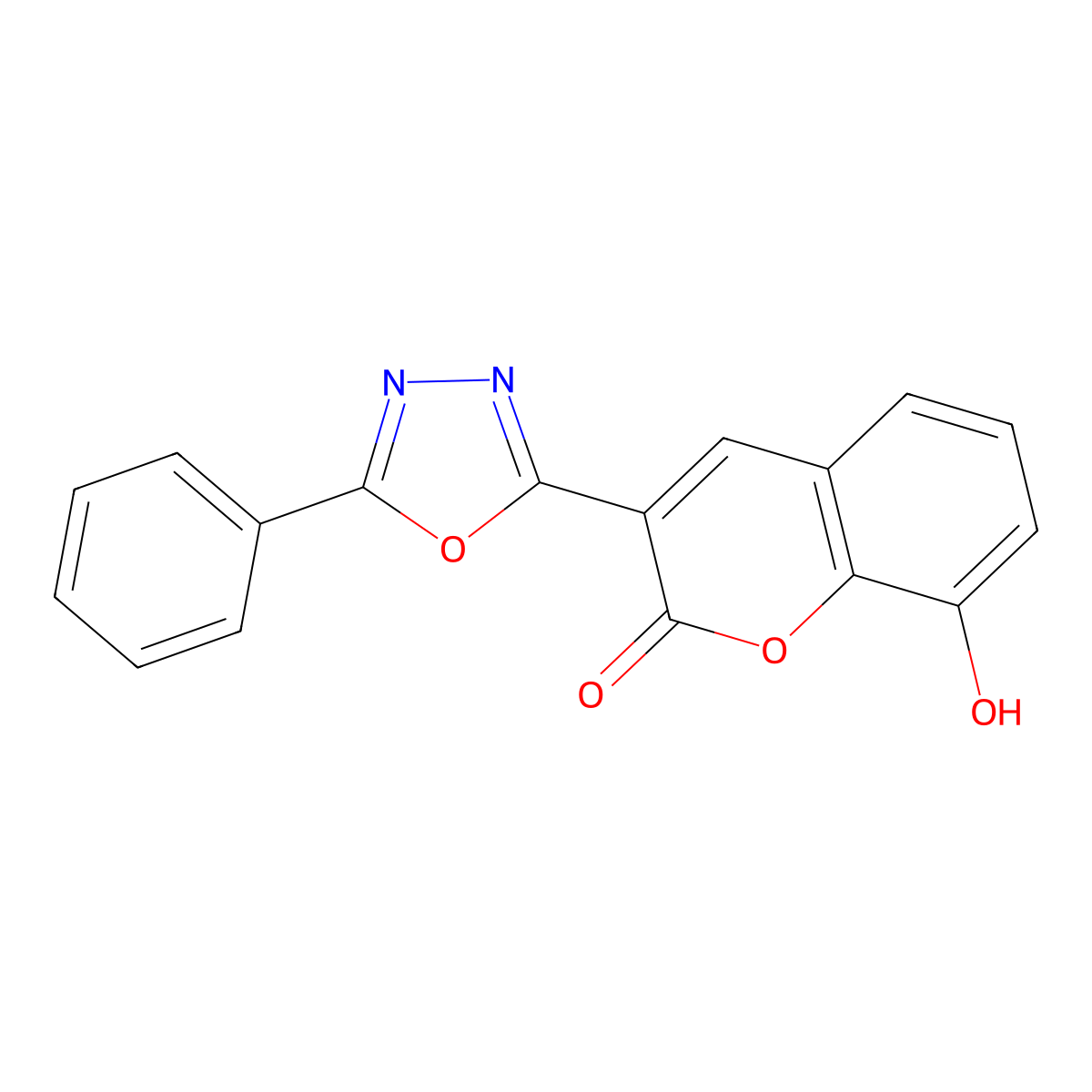 8-hydroxy-3-(5-phenyl-1,3,4-oxadiazol-2-yl)-2H-chromen-2-one molecular structure, CAS 2320726-78-9