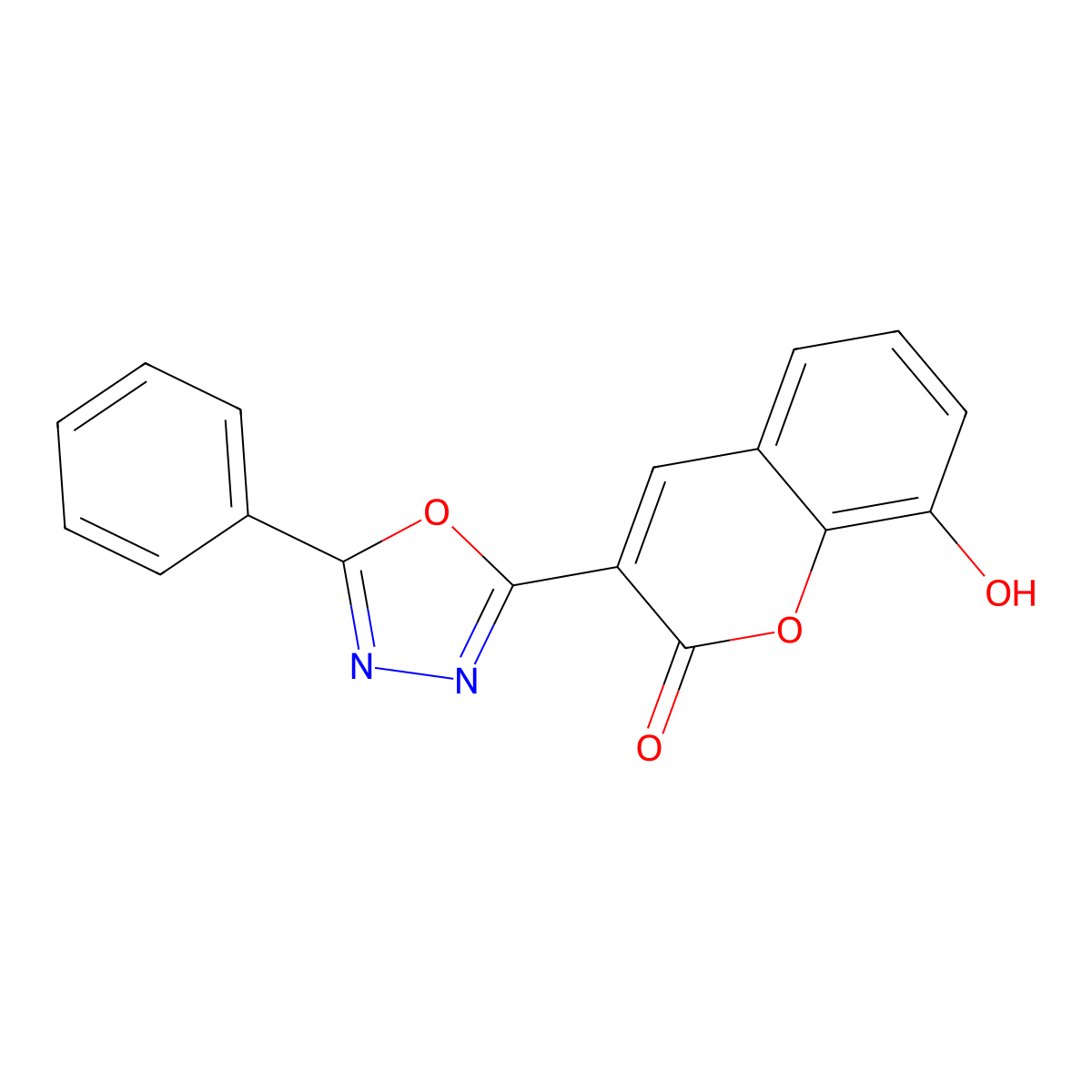 8-hydroxy-3-(5-phenyl-1,3,4-oxadiazol-2-yl)-2H-chromen-2-one molecular structure, CAS 2320726-78-9