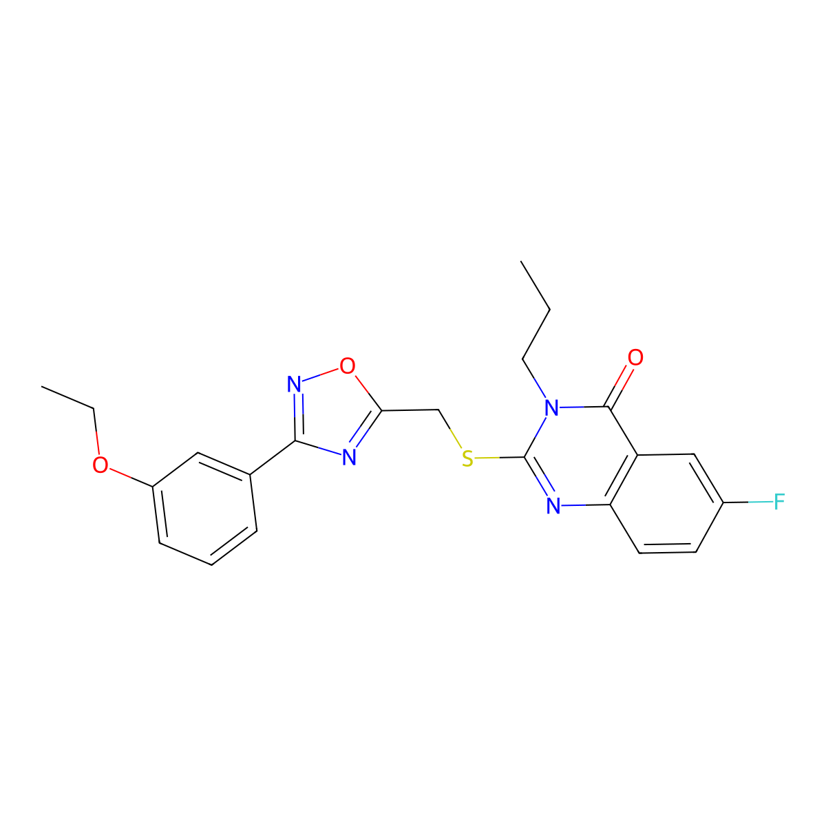 2-({[3-(3-Ethoxyphenyl)-1,2,4-oxadiazol-5-yl]methyl}sulfanyl)-6-fluoro-3-propyl-3,4-dihydroquinazolin-4-one molecular structure, CAS 2320727-42-0