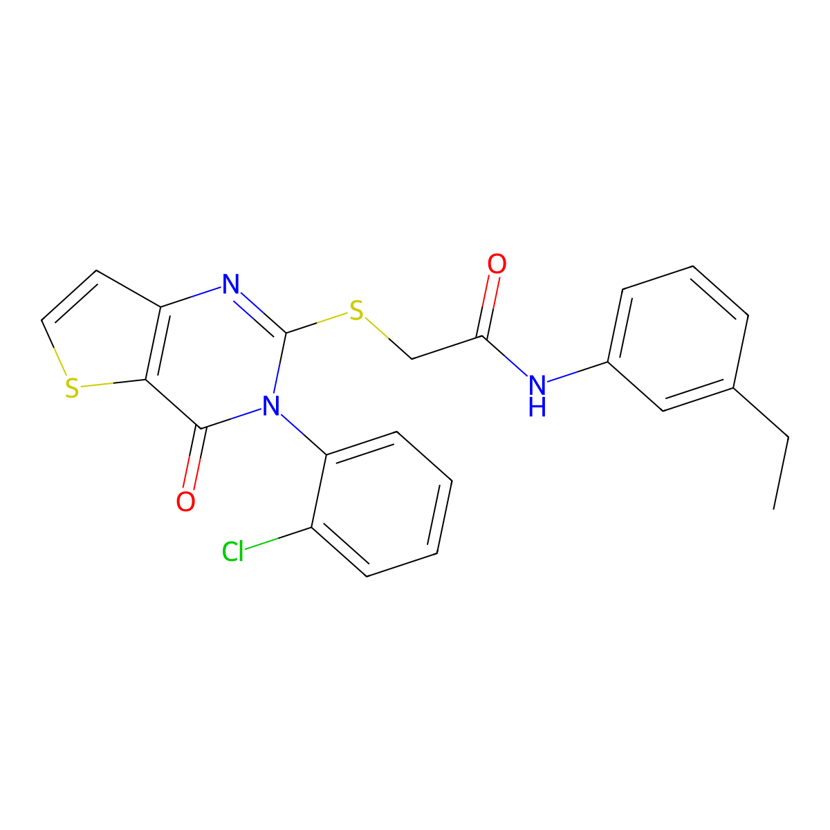 2-{[3-(2-chlorophenyl)-4-oxo-3H,4H-thieno[3,2-d]pyrimidin-2-yl]sulfanyl}-N-(3-ethylphenyl)acetamide molecular structure, CAS 2320727-62-4