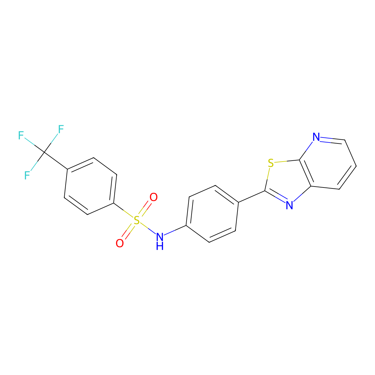 N-(4-(thiazolo[5,4-b]pyridin-2-yl)phenyl)-4-(trifluoromethyl)benzenesulfonamide molecular structure, CAS 2320728-13-8