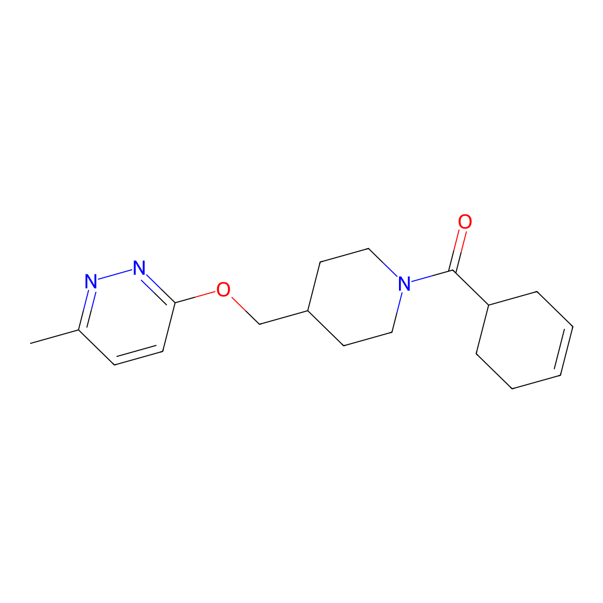 3-{[1-(Cyclohex-3-ene-1-carbonyl)piperidin-4-yl]methoxy}-6-methylpyridazine molecular structure, CAS 2320817-33-0